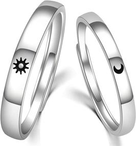 img 4 attached to 💍 Sunny & Lunar Love: 925 Sterling Silver Promise Rings for Couples - Ideal for Weddings & Engagements