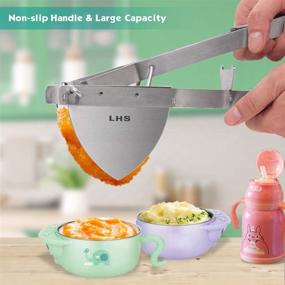 img 2 attached to 🥔 Efficient Manual Potato Ricer & Fruit Press Stainless Steel Masher with Silicone Handle - Perfect for Mashed Vegetables, Lemon Squeezing, and Baby Food Straining - LHS Potato Ricer Mashers