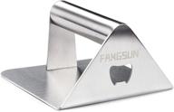 🍔 fangsun smash burger press kit – 5.5 inch stainless steel hamburger smasher with bottle opener – ideal for griddle, grill, and flat top grill cooking – square smashed smashburger press logo