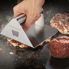 img 3 attached to 🍔 FANGSUN Smash Burger Press Kit – 5.5 Inch Stainless Steel Hamburger Smasher with Bottle Opener – Ideal for Griddle, Grill, and Flat Top Grill Cooking – Square Smashed Smashburger Press