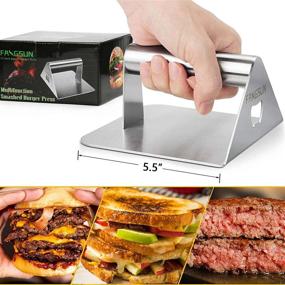 img 1 attached to 🍔 FANGSUN Smash Burger Press Kit – 5.5 Inch Stainless Steel Hamburger Smasher with Bottle Opener – Ideal for Griddle, Grill, and Flat Top Grill Cooking – Square Smashed Smashburger Press