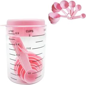 img 3 attached to 🥄 AMUONTY Measuring Cup and Spoon Set - Pink, 7-Piece Kitchen Tea Scoop and Tablespoon Measurement Set