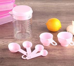 img 1 attached to 🥄 AMUONTY Measuring Cup and Spoon Set - Pink, 7-Piece Kitchen Tea Scoop and Tablespoon Measurement Set