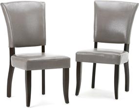 img 4 attached to 🪑 Simpli Home Joseph Contemporary Deluxe Dining Chair Set - Taupe Faux Leather (2-Pack)