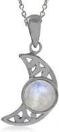 silver filigree crescent moon pendant necklace with natural moonstone, 925 sterling silver, and 18 inch chain - silvershake logo