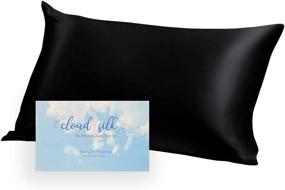 img 1 attached to 🌙 Cloud9 Silk Pillow Set - Midnight Black: 3-Piece Bundle with Pillowcase, Face Mask, and Scrunchie