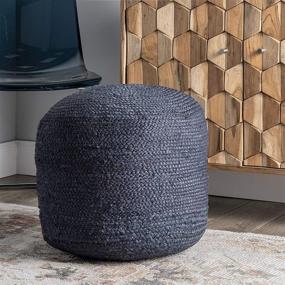 img 3 attached to Stylish and Versatile: nuLOOM Bristol Braided Solid Jute Filled Ottoman Pouf for Enhanced Comfort and Decor