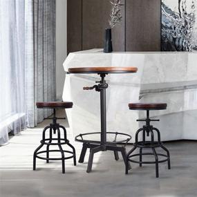 img 1 attached to 🍻 Versatile Industrial Bar Table: Adjustable Height, Swivel Round Wood Top, Metal Base - Perfect for pubs and events!