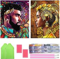 🔷 ginfonr 2 pack 5d diamond painting exotic man and women: full drill art crystal diy embroidery rhinestone decor craft (12x16 inch) - premium foreign couple paint with diamonds kits logo