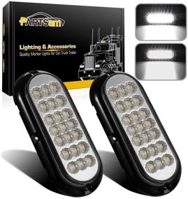 img 4 attached to 🚦 Partsam 2 Pcs 6-1/2" Clear Oval Sealed 21 DIODE LED Back-UP Reverse Fog White Light Kit with Light, Flange Mount for Truck, Trailer: Turn, Stop, Tail Light with White Reflector