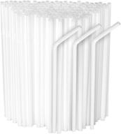 🥤 500 pack of 8-inch tall disposable white flexible plastic drinking straws logo