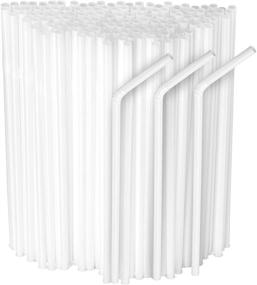 img 4 attached to 🥤 500 Pack of 8-inch Tall Disposable White Flexible Plastic Drinking Straws