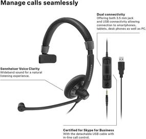 img 3 attached to 🎧 Sennheiser SC 45 USB MS (507083) - Односторонняя бизнес-гарнитура для Skype for Business, мобильного телефона, планшета, программы мягкий телефон, ПК - HD-звук и шумоподавляющий микрофон (черный)