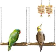 🐦 wooden bird swing toy for parakeet cockatoo cockatiel conure lovebirds canaries macaw african parrot - roundler pet cage toys logo