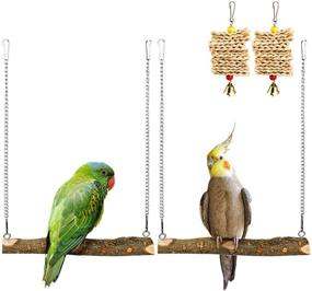 img 4 attached to 🐦 Wooden Bird Swing Toy for Parakeet Cockatoo Cockatiel Conure Lovebirds Canaries Macaw African Parrot - Roundler Pet Cage Toys
