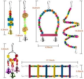 img 3 attached to 🐦 Colorful Bird Swing Toy Set with Chewing Accessories - KATUMO 6pcs Parrot Toys for Climbing, Playing, and Chew Training for Parrots, Conures, Cockatiels, and More