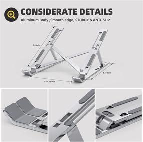 img 2 attached to 🖥️ Portable Laptop Stand: Lightweight Aluminum, No Assembly Required, Quick Set & Fold, Wide Compatibility with MacBook Air & Notebook 10-15.6 inch