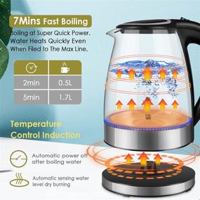 img 2 attached to BPA-Free Electric Tea Kettle, 1.8 Liter Wide Opening Hot Water Boiler with Blue LED Light and Stainless Steel Base - Auto Shut-Off & Boil-Dry Protection