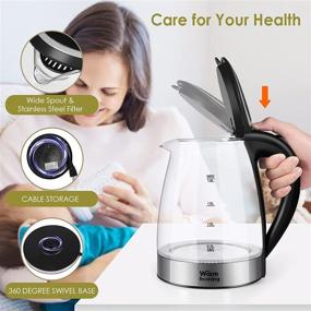 img 3 attached to BPA-Free Electric Tea Kettle, 1.8 Liter Wide Opening Hot Water Boiler with Blue LED Light and Stainless Steel Base - Auto Shut-Off & Boil-Dry Protection