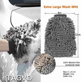 img 3 attached to 🚗 TAGVO Large Size Car Wash Kit - Premium Chenille Microfiber Wash Glove and Towels - Lint Free (2 Towels+2 Mitts)