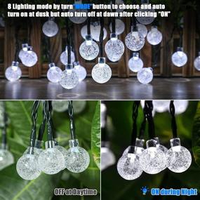 img 2 attached to Outdoor Solar String Lights, 4-Pack of 240 LED 128FT Waterproof Fairy Light Strings with Crystal Globe Design, Daylight White Shatterproof Patio Lights, 8 Lighting Modes for Porch Garden Party