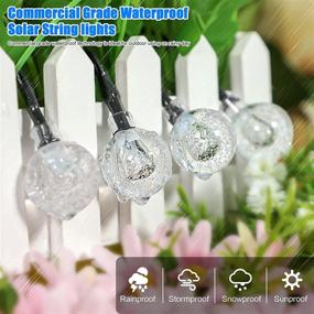 img 3 attached to Outdoor Solar String Lights, 4-Pack of 240 LED 128FT Waterproof Fairy Light Strings with Crystal Globe Design, Daylight White Shatterproof Patio Lights, 8 Lighting Modes for Porch Garden Party