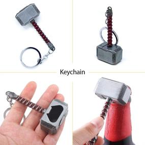 img 1 attached to 🍺 Nidavellir Thor Hammer Bottle Opener Set - 2-Pack Magnetic Mjolnir Bottle Opener with Keychain, Thor Beer Opener, Magnetic Fridge Bottle Opener