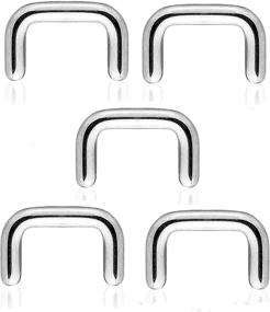 img 2 attached to 🔒 16GA Stainless Steel Septum Ring Retainer Piercing Hider Set of 5