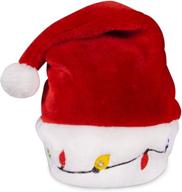 red led light-up plush santa hat for adults and kids - christmas bulb design logo