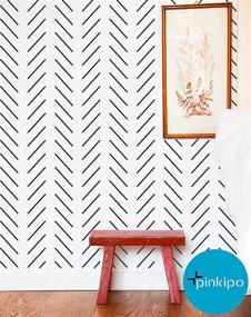 img 1 attached to PINKIPO® Herringbone Geometric Stencils Painting Painting Supplies & Wall Treatments