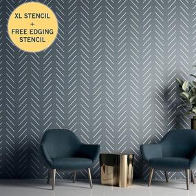 img 2 attached to PINKIPO® Herringbone Geometric Stencils Painting Painting Supplies & Wall Treatments