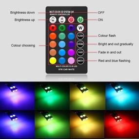 img 1 attached to 🚗 6 Pack RGB T10 LED Light Bulb with Remote Control for Car Interior/Map/Dome/Door/License Plate Light Courtesy Lights - 194 W5W 168 Compatible