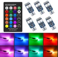 🚗 6 pack rgb t10 led light bulb with remote control for car interior/map/dome/door/license plate light courtesy lights - 194 w5w 168 compatible logo