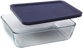 img 1 attached to 🍽️ Versatile Pyrex 6-Cup Rectangle Glass Food Storage Containers - Set of 4 with Blue Plastic Lids