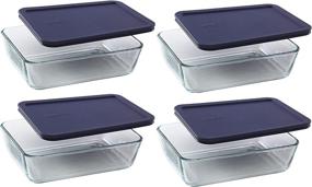 img 3 attached to 🍽️ Versatile Pyrex 6-Cup Rectangle Glass Food Storage Containers - Set of 4 with Blue Plastic Lids