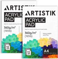 acrylic painting pads - a4 size (8.3 x 11.7 inch), 400gsm heavyweight artist paper, 24 pages 🎨 / 12 sheets per pad, glue bound with removable art paper, acid-free, ideal for acrylic paintings, pack of 2 logo