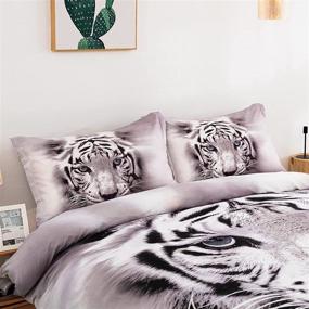 img 3 attached to Tiger Bedding Duvet Cover Twin - 3D White Tiger Pattern - Premium Comforter Cover for Kids & Teens - Soft Microfiber Bedding Set (Twin Size, 2Pcs) - Zipper Closure Included