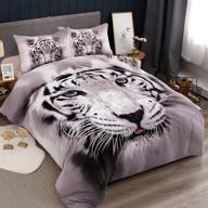 tiger bedding duvet cover twin - 3d white tiger pattern - premium comforter cover for kids & teens - soft microfiber bedding set (twin size, 2pcs) - zipper closure included logo