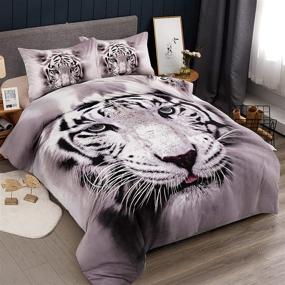 img 4 attached to Tiger Bedding Duvet Cover Twin - 3D White Tiger Pattern - Premium Comforter Cover for Kids & Teens - Soft Microfiber Bedding Set (Twin Size, 2Pcs) - Zipper Closure Included