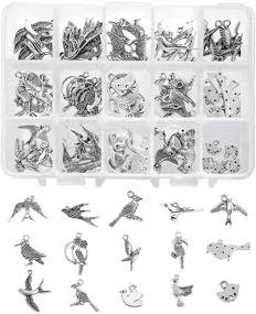 img 4 attached to 🐦 90pcs 15 Style Bird Charms, Tibetan Antique Silver Animal Pendants Beads Swallow Charms Pendants for DIY Bracelet Necklace Jewelry Making by PH PandaHall