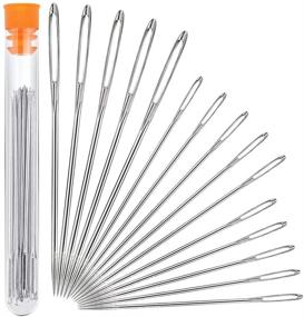 img 4 attached to 🧵 Hekisn Large Eye Sewing Needles: Sharp Stainless Steel Embroidery Thread Needle Set (15 Pieces) - Ideal for Handmade Yarn Knitting, Leather Crafting & More!