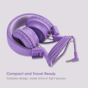 img 1 attached to 🎧 iRAG J01 Kids Headphones - Foldable Stereo Tangle-Free 5ft Long Cord 3.5mm Jack Plug in Wired On-Ear Headset for Children, Teens, Boys, Girls, iPad, School, Kindle, Travel, Plane, Tablet (Lavender)