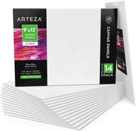 arteza canvas boards for painting: pack of 14, 9x12 inches, 100% cotton, gesso-primed white panels – perfect for acrylic pouring and oil painting logo