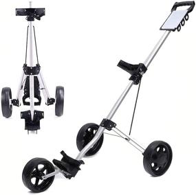 img 4 attached to RUIGRA Golf Push Cart - Lightweight Foldable Golf Trolley Caddy with Cup Holder & Foot Brake - Ideal Golf Club Accessory for Men and Women, Perfect for Practice and Game