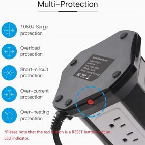 img 1 attached to 💡 Беспроводная зарядная панель с 10 розетками, 4 USB-портами, защитой от перенапряжений и удлинителем - SUPERDANNY, универсальное электрическое гнездо для ноутбука и телефона, черного и белого цвета, 3 метра