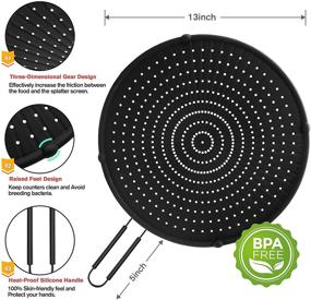 img 3 attached to 🍳 Splatter Screen for Cooking, Frying Pan Splatter Screen, 13” Multi-Use Hot Oil Splash Guard with Fish Scale Rag × 2, Drain Board, Non-Stick, Food Safe & Heat Resistant Universal Pan Cover