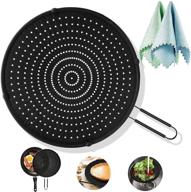 🍳 splatter screen for cooking, frying pan splatter screen, 13” multi-use hot oil splash guard with fish scale rag × 2, drain board, non-stick, food safe & heat resistant universal pan cover логотип