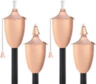 🔥 enhance your outdoor space with this set of 4 elegant tiki style torches - includes snuffer, wick, and 53" metal pole - perfect landscape lighting or garden decor (hammered copper) logo
