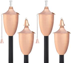 img 4 attached to 🔥 Enhance Your Outdoor Space with this Set of 4 Elegant Tiki Style Torches - Includes Snuffer, Wick, and 53" Metal Pole - Perfect Landscape Lighting or Garden Decor (Hammered Copper)