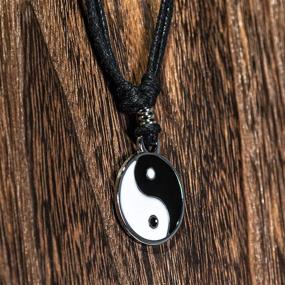 img 2 attached to Stylish BlueRica Yin Yang Pendant on Adjustable 🕉️ Black Rope Cord: Perfect Necklace for a Balanced Fashion Statement
